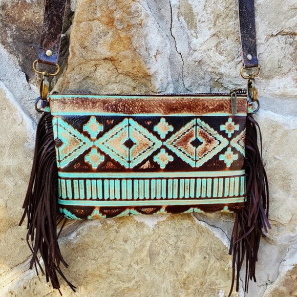 Handbags - 6"x 9"  Leather Fringe Clutch